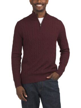 JASON WU Extrafine Merino Wool Cable Knit Quarter Zip Long Sleeve Sweater